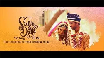 Hindu Wedding Invitation Video yellow theme with photo